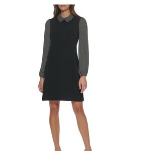 Tommy Hilfiger Black Dress with Patterned Sleeves